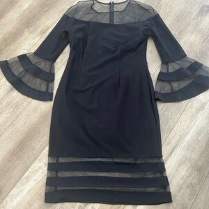 Elegant Black Dress with Sheer Bell Sleeves